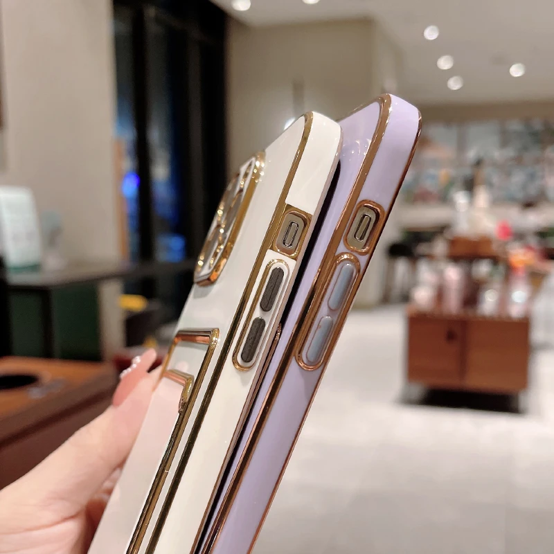 Luxury Solid Color Plated Wallet Card Slot Soft TPU Phone Case For iPhone 16 Pro Max 14 11 12 13 15 Pro Max Bumper Back Cover