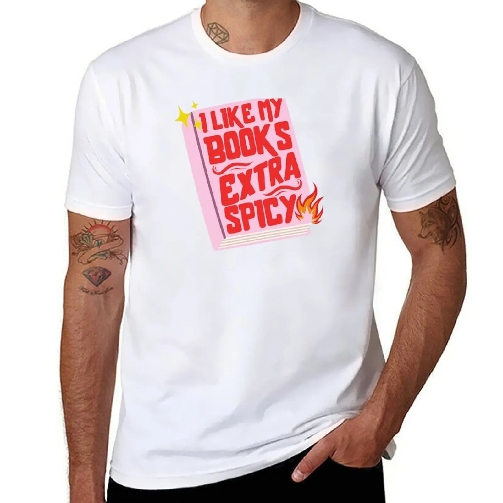 

I Like My Books Extra Spicy, Spicy Romance Books, Cute Spicy Book Lover T-Shirt anime t shirts for man T-Shirt