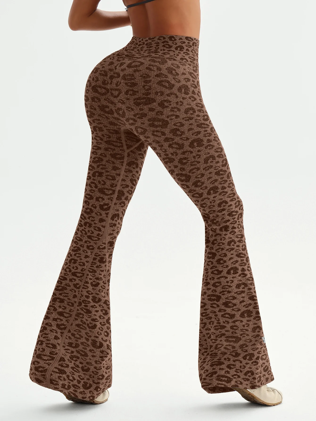 Seamless High-Waisted Flare Pants Autumn Winter Women Trousers Yoga Clothes Stretchy GYM Flare Leg Tummy Control Slim-Fit Pants