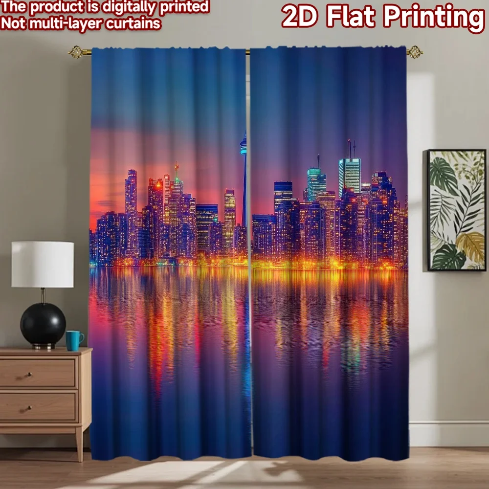 

1pc 2D flat Photography Backdrop Tapestry City Skyline at Sunset 100% Polyester Festive Backdrops Perfect for Suitable for