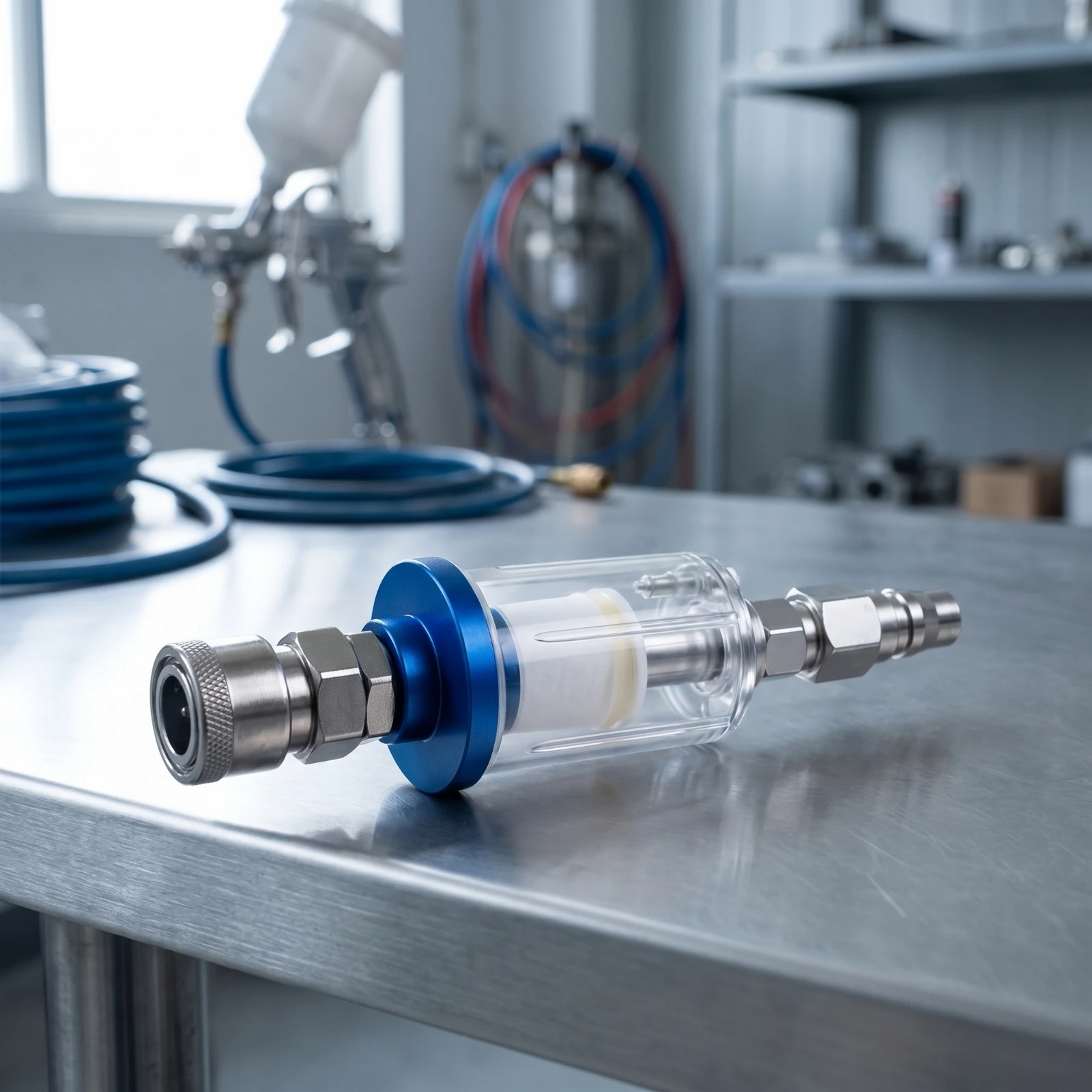 Spray Filter Long-Lasting Air Line Filter with Clear Shell Air Compressor Water Separator Quick Installation Stable Air Stream - view 2