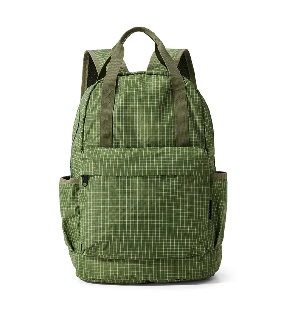 Large capacity Japanese plaid portable shoulder bag multi-functional outdoor sports backpack folding portable student bag