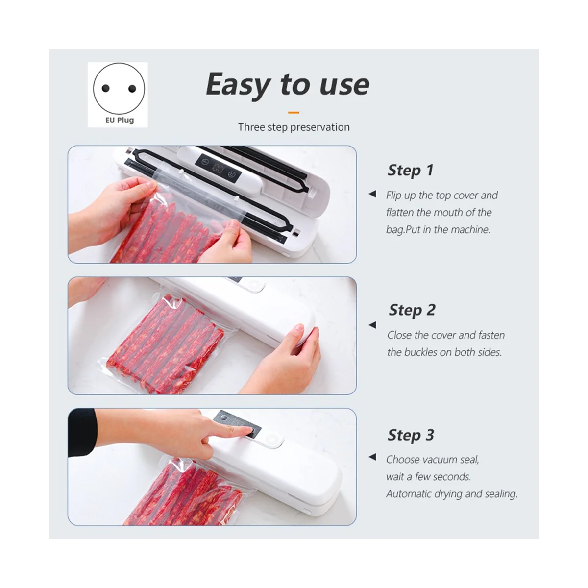 Lebensmittel-Vakuum ier maschine Automatische Haushalts-Vakuum ier verpackungs maschine für Lebensmittel-EU-Stecker