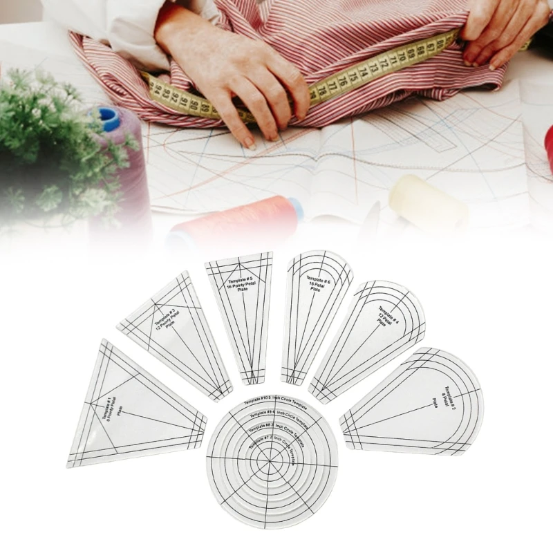 10 pezzi Modelli piastre regolari acrilici Stencili cucire Modelli trapuntatura Rigno Patchwork Rulero D2RD