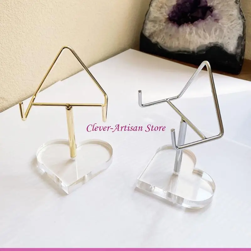 E06B Acrylic Open-Frame Crystal Stand with Raised Support, Heart Base, and Simple Placement in a Display Cabinet or on a Shelf