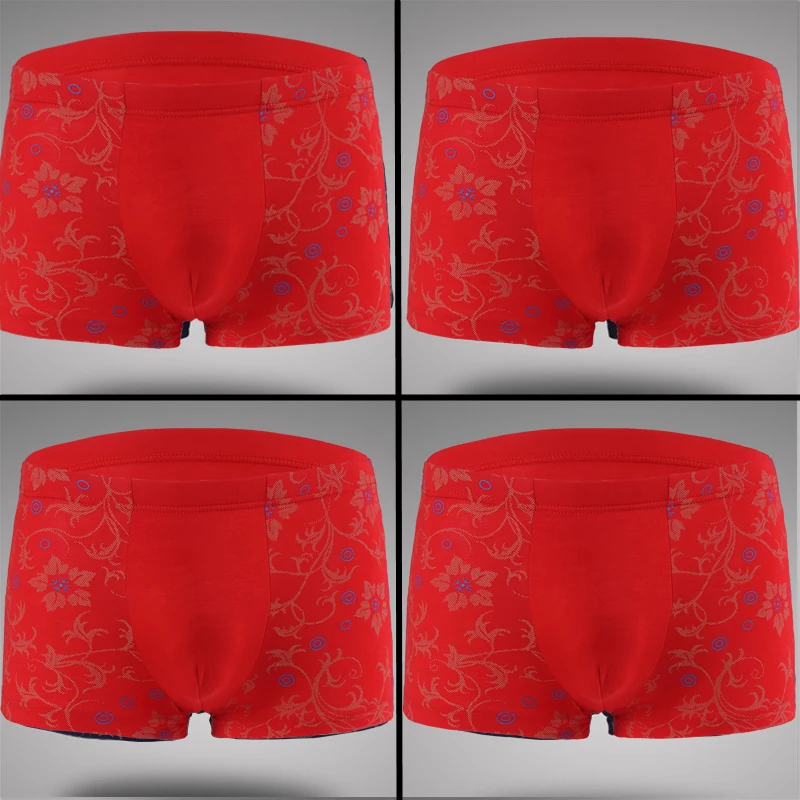 4Pcs/lot Men Underwear Boxer Shorts Trunks Slacks Men Cueca Boxer Shorts Underwear Printed Men Shorts Home Underpants Plus Size