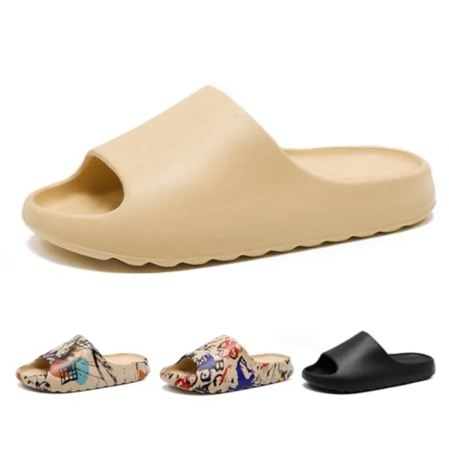 

Cloud Slides for Women and Men, Comfort Platform Lightweight Slippers Slides, Unisex Foam Shower House Slippers, Summer Open To