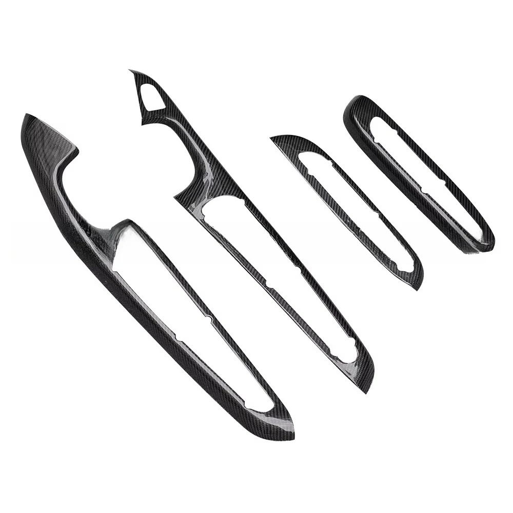 اكسسوارات السيارات الداخلية ألياف الكربون ل E46 M3 2DR 1998-2004 مقبض الباب الداخلي الزخارف تصفيف السيارات #2