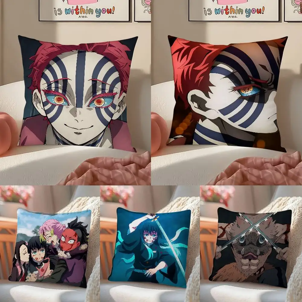 Demon Slayer Hashira Collection Anime Plush Pillow Cover Soft Short Plush Cushion Cover For Sofa Bedroom Home Decor Gift