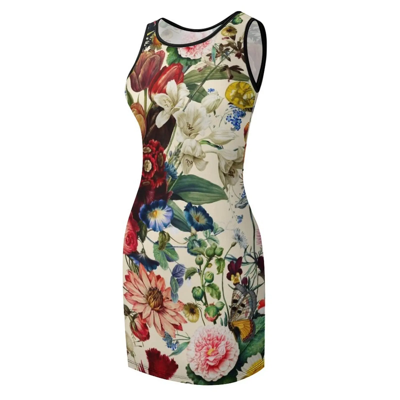 فستان صيفي بدون أكمام من Flower Garden Serenade فساتين نسائية صيفية فاخرة فساتين نسائية للحفلات الراقصة #4