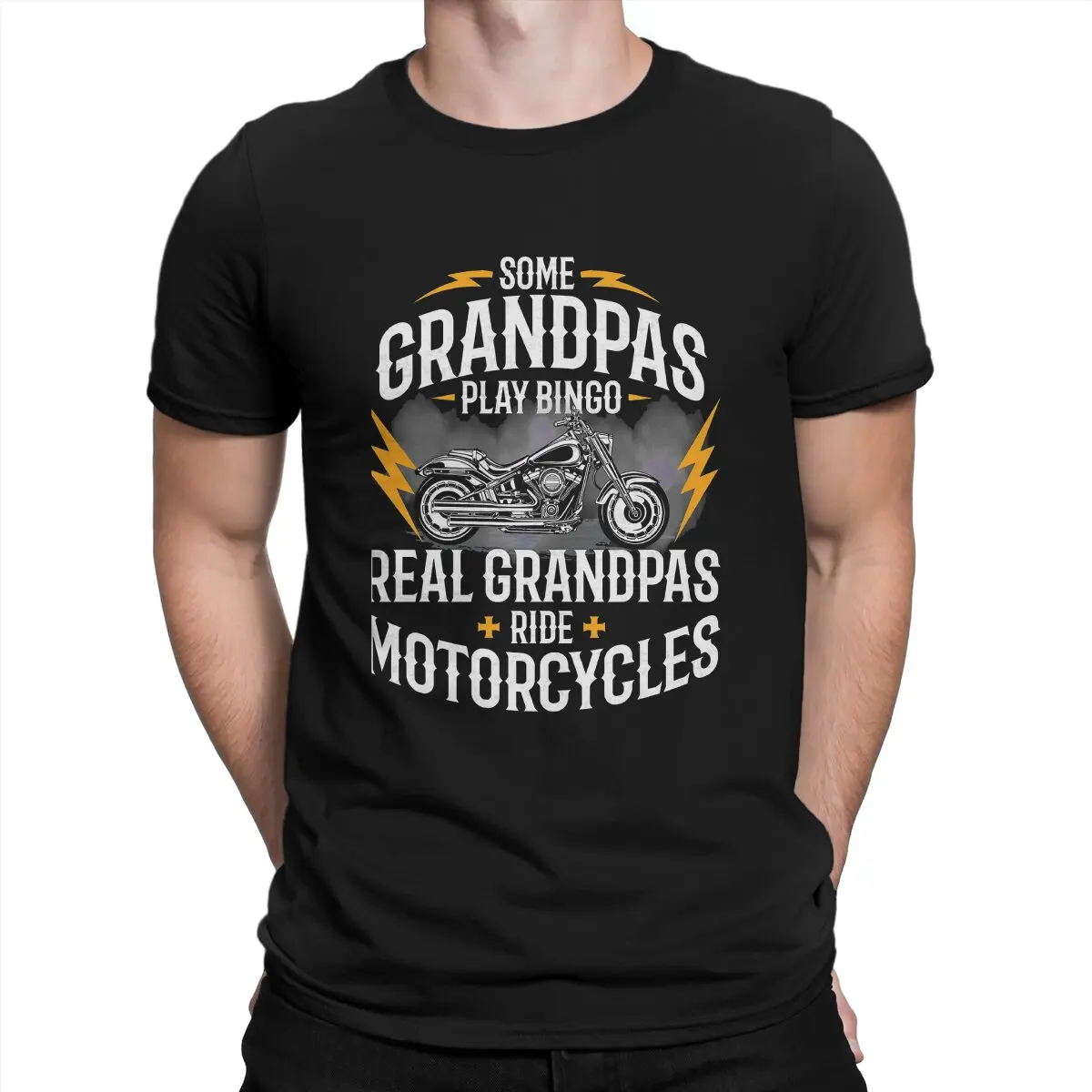 Men\'s Some Grandpas Play Bingo Real Grandpas Ride T Shirt Motorcycles Pure Cotton Clothes Leisure Short Sleeve O Neck Tees