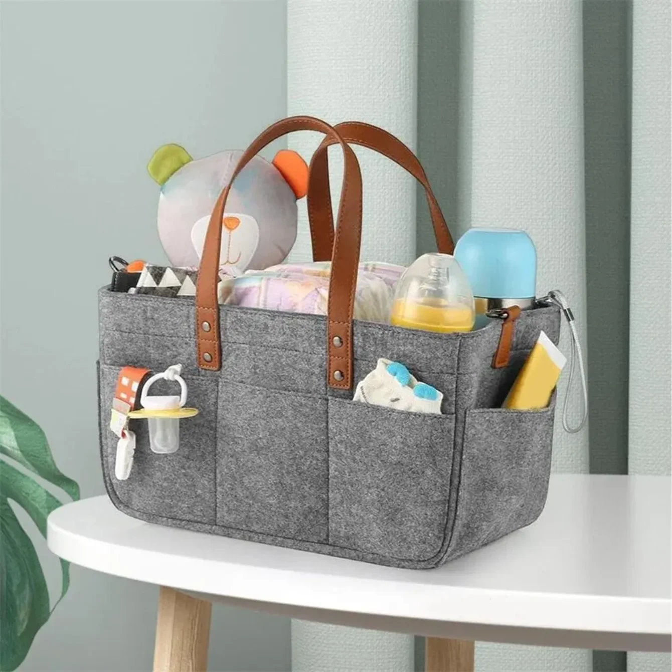 Lightweight Multifunctional Maternity Bag Travel Children\'s Clothes Storage Basket Foldable Felt Shopping Bag Diaper Bag