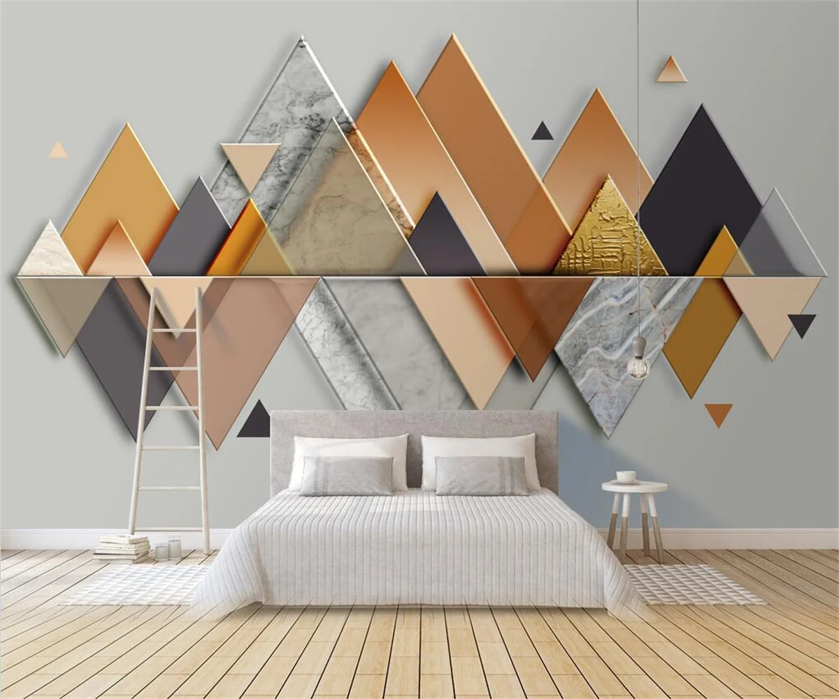 Custom size wallpaper 3d triangle metal Mosaic mural home decoration bedside sofa background decorative painting 3d wallpaper