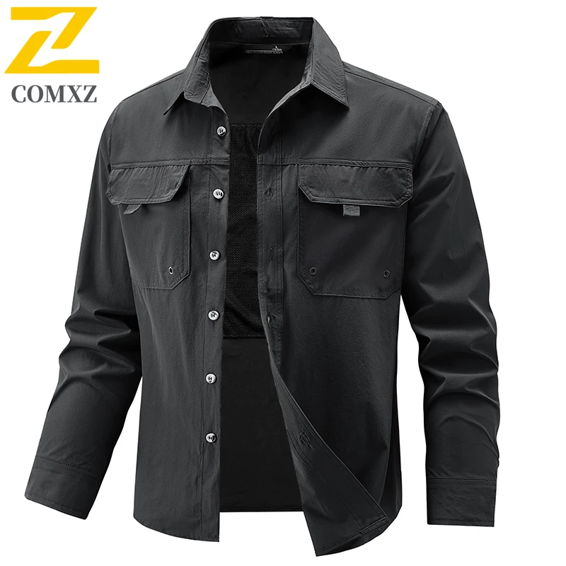 

Men's Long Sleeved Shirt Comfortable Breathable Elastic Fashionable Versatile Workwear Shirt Outdoor Hiking and Commuting Shirt