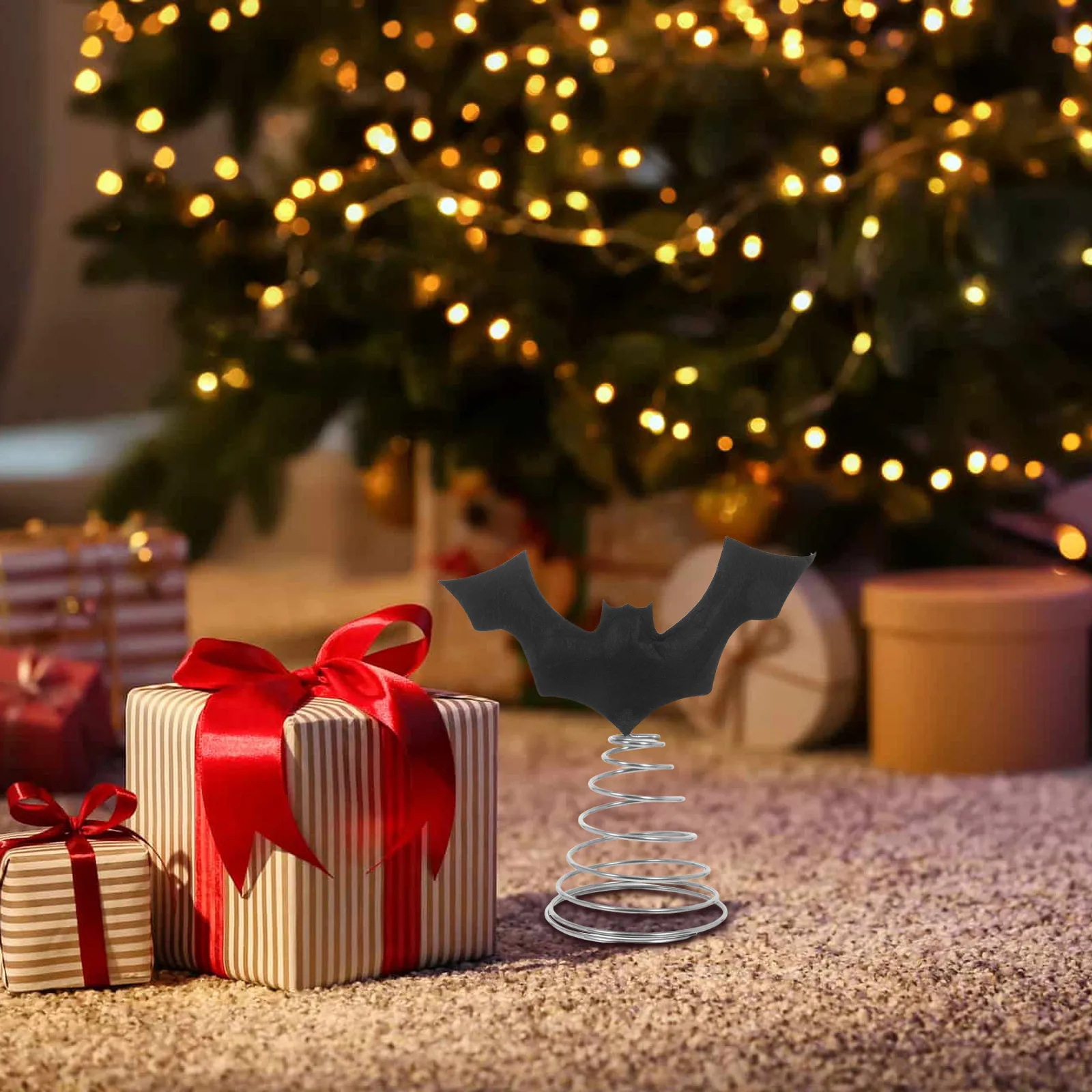 

Halloween Bat Tree Topper Black Rustic Metal Bat Ornament for Seasonal Party Decoration Haunted Props Halloween Tree