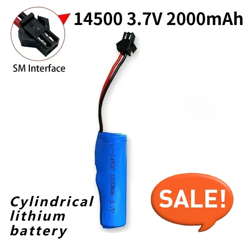 1-10pcs 14500 2000mAh 3.7V Lithium Battery Pack for JJRC C2 D828 RC Car Parts SM-2P for RC Stunt Dump Car Rechargeable Batteries