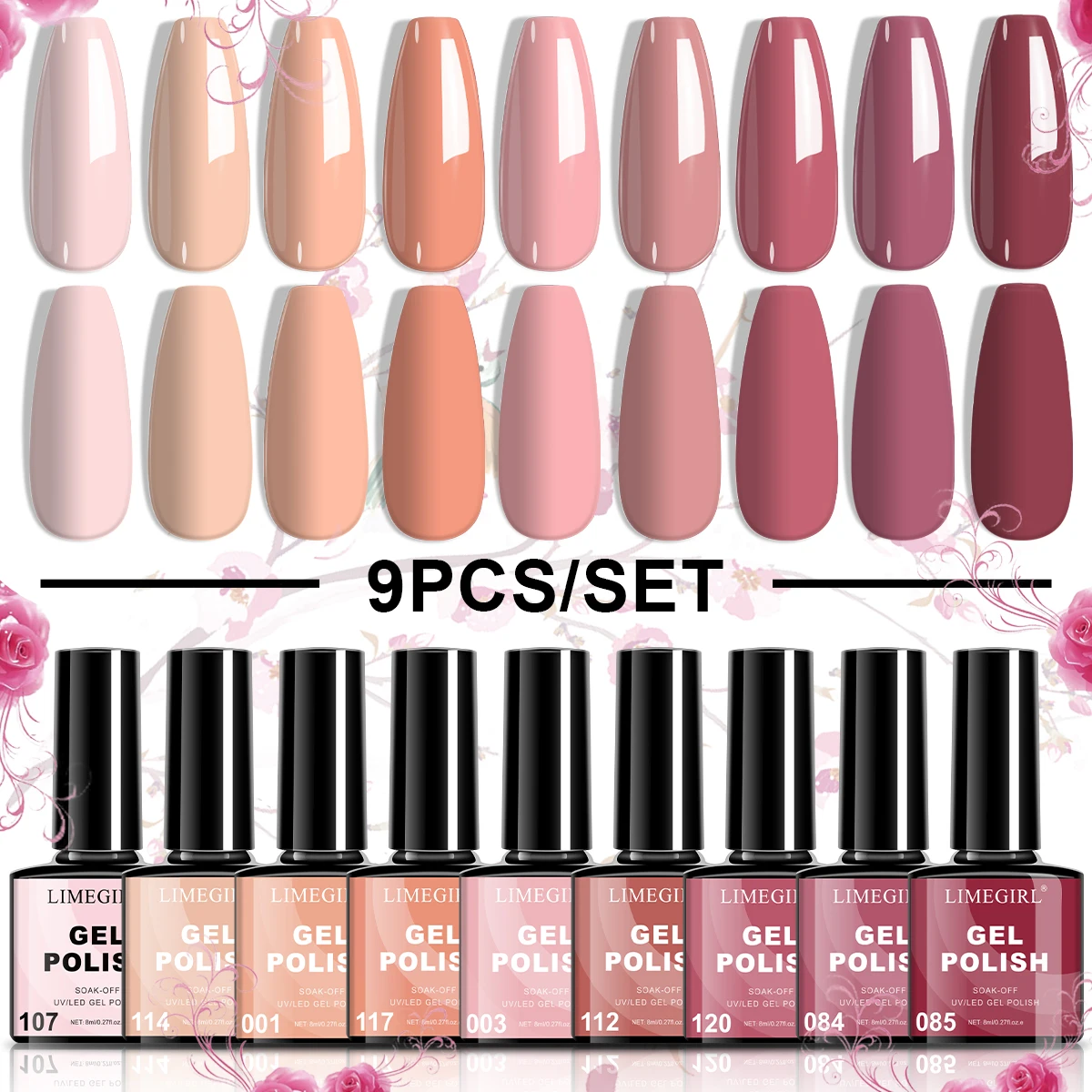 

LIMEGIRL 9 шт. набор гель-лаков для ногтей UV LED Soak полупостоянный гель-лак для ногтей для начинающих набор гелей для дизайна ногтей