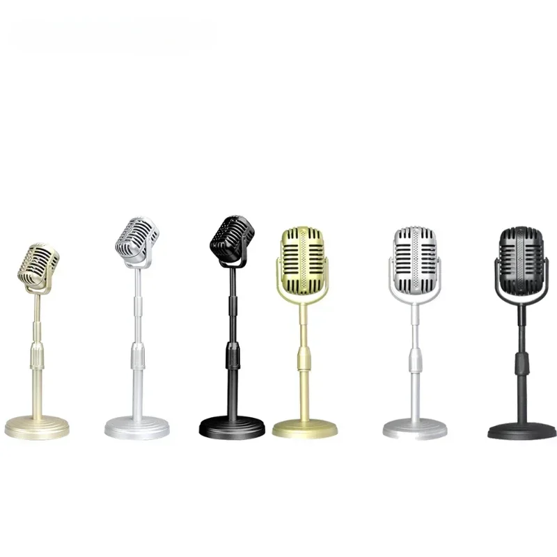 

Vintage Microphone Prop Model Creativity Simulation Microphone and Stand Set for Photo Shooting Classic Style Fake Microphone