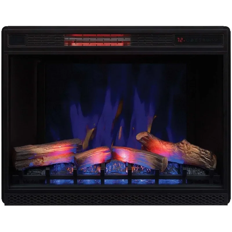 ClassicFlame 33" 3D Infrared Quartz Electric Fireplace Insert with Safer Plug and Safer Sensor, Black
