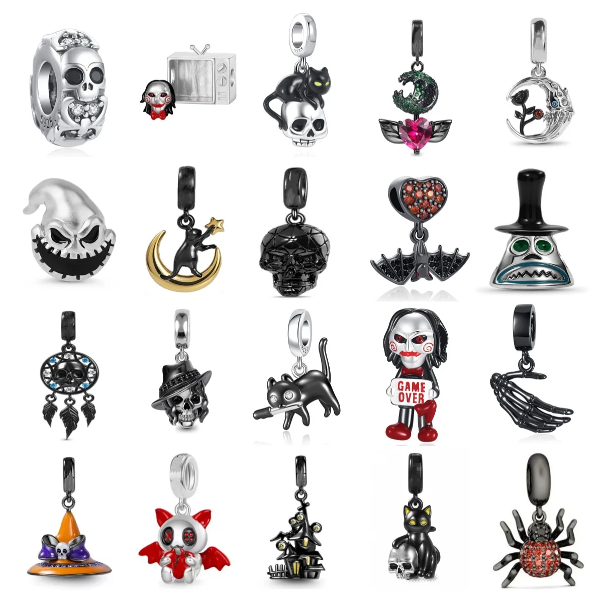 

Горячая распродажа: Набор подвесок из серебра 925 пробы на Хэллоуин | Бусины в виде черепов, пауков и призраков, подходящие для европейских браслетов | Подарок для девочек