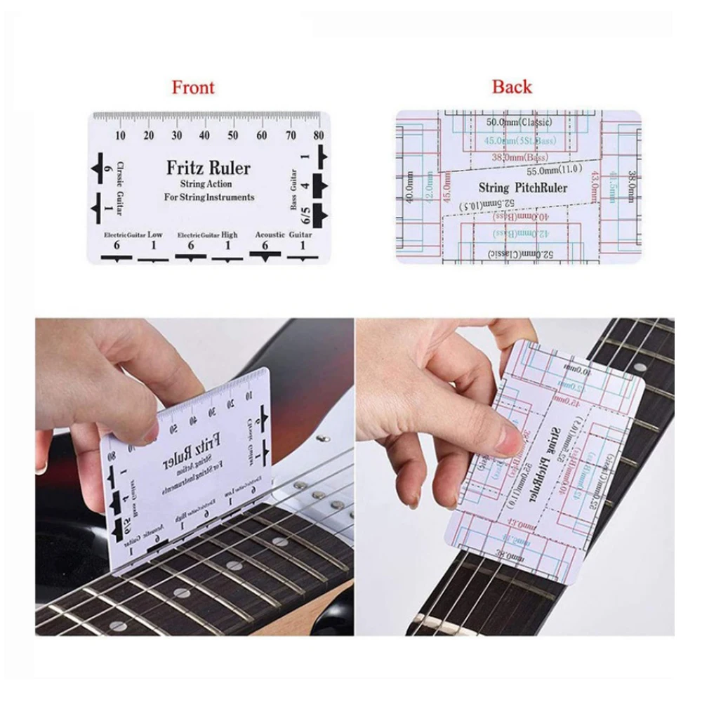 3pcs Guitar Neck Notched Straight Edge Ruler Luthiers Tool String Action Gauge Height Ruler Guitar Fret Leveling Guide