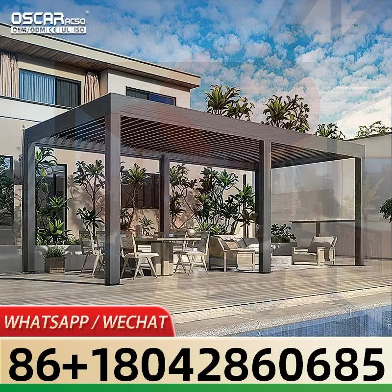 Waterproof Remote Control Motorized Automatic Aluminium Outdoor Roof Louvers Bioclimatica System for Garden Patio Balcony pergol