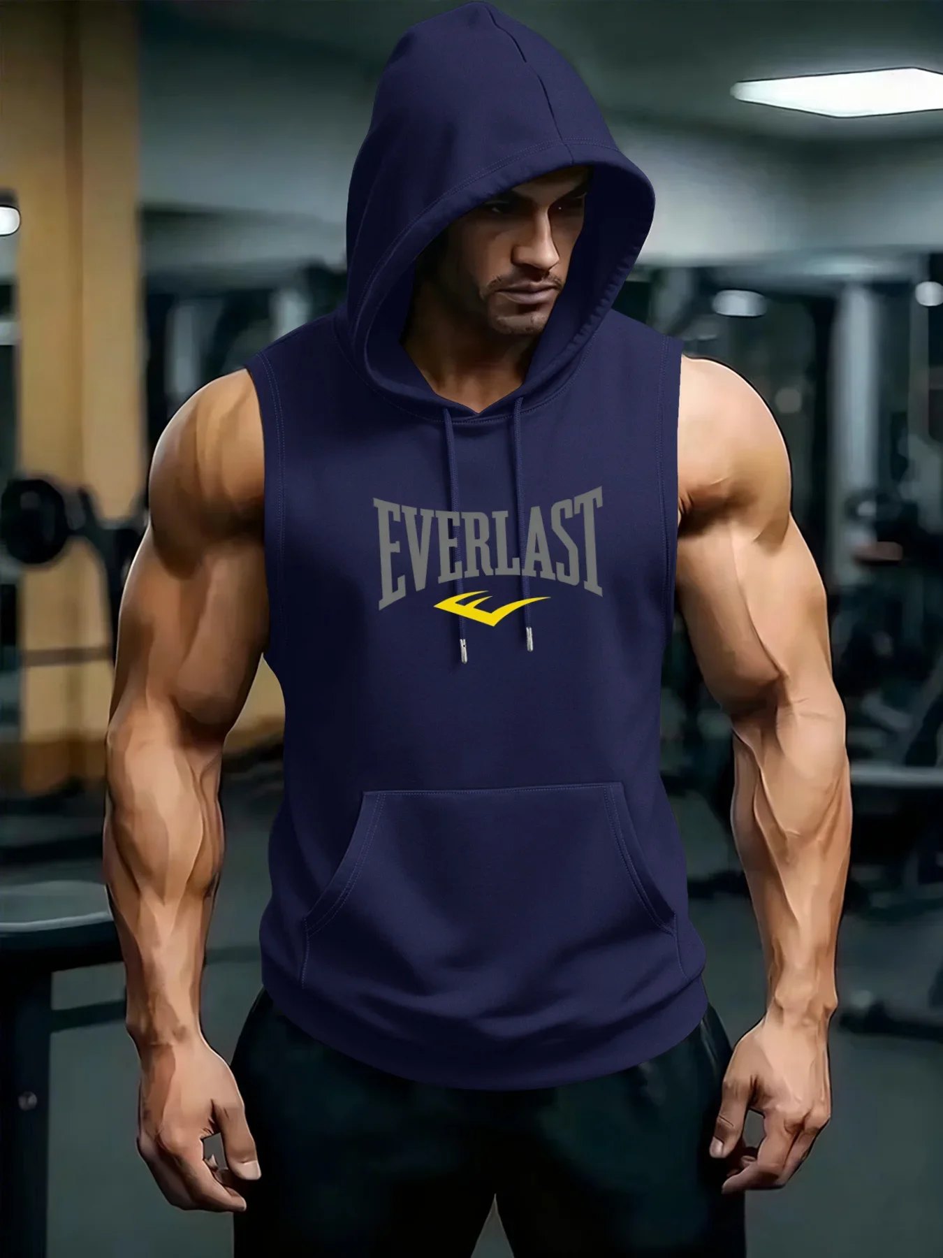 2026 Neue Herren Fitness- und Bodybuilding-Sportweste Ärmelloses T-Shirt Herren Laufweste mit Kapuze – Detail 13