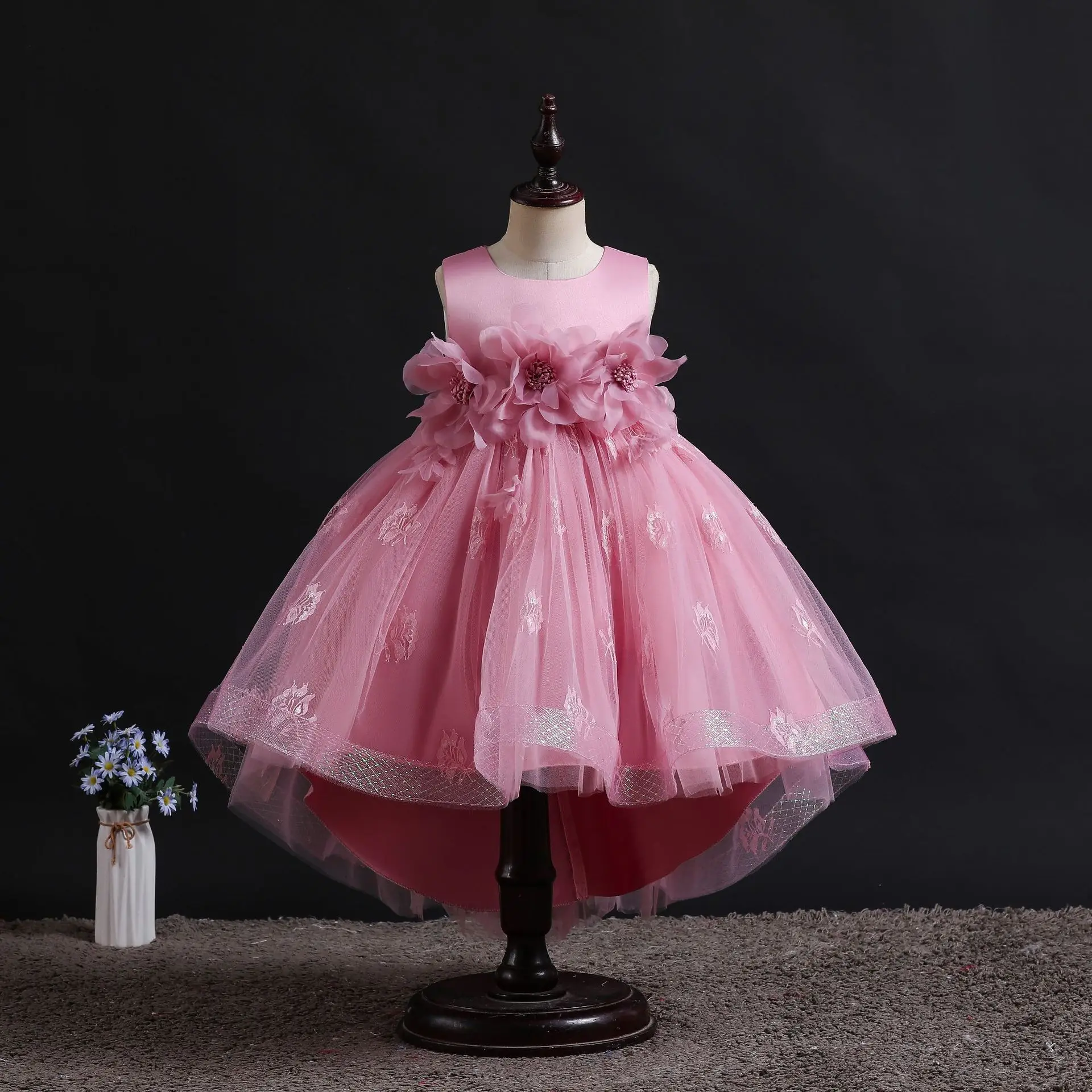 Annabelle Blumen mädchen Kleid für Kinder Rundhals applikationen Brautjungfer Baby Weihnachts kleider Hochzeiten Kinder Geburtstags feier Kleid