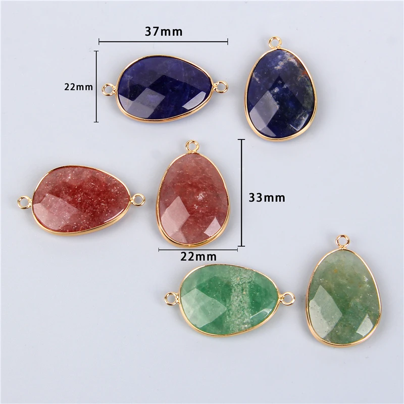 2pcs Natural Stone Pendants Amethysts Lapis Crystal