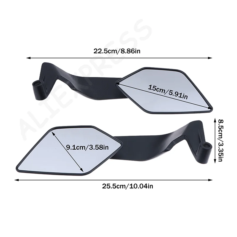 NewMotorcycle Mirrors Stealth Winglets Mirror Large Mirror Surface Wings Mirror 10mm/8mm Motorcycle Rearview Mirror