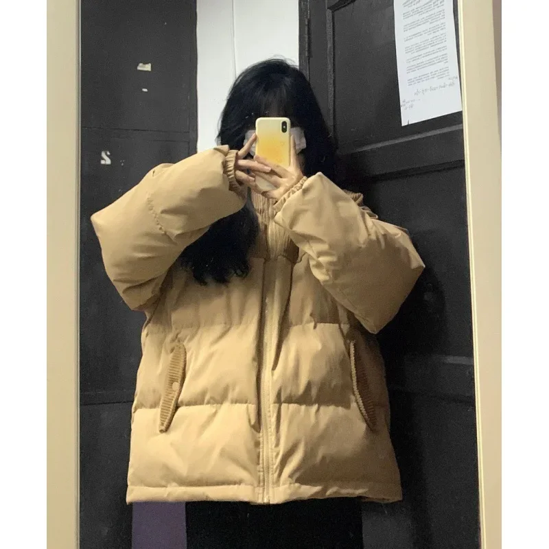 2024 New Winter Women's Corduroy Down Cotton Coat Loose College Style Thickened Short Jacket Trendy