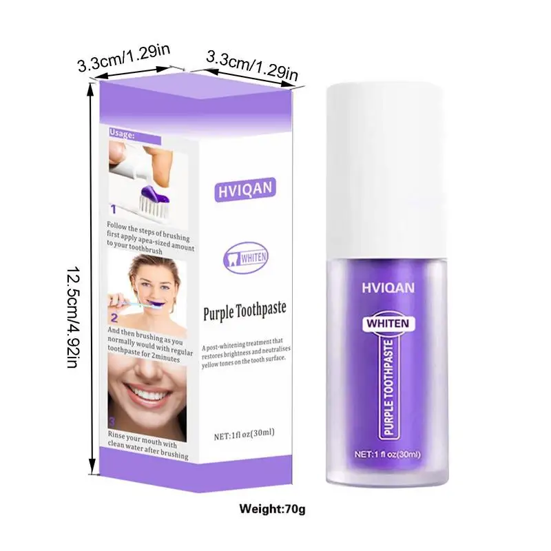 V34 Toothpaste 30ml Purple Teeth White Toothpaste V34 Colour Corrector Toothpaste Intensive Stain Removal Oral Teeth Color