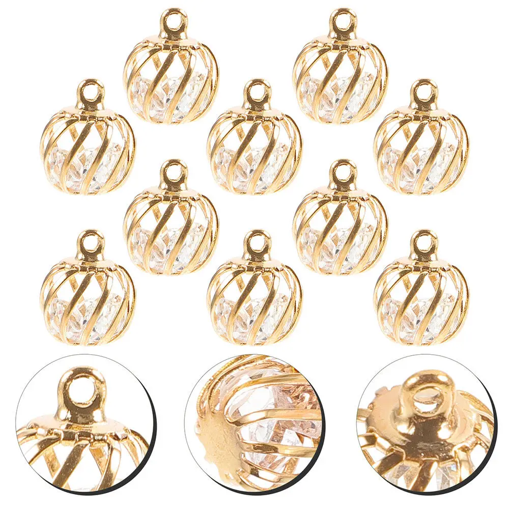 

Набор из 10 шармов-фонариков с полым дизайном для изготовления украшений: бусины для браслетов, ожерелий, серег, маленькие подвески для подростков