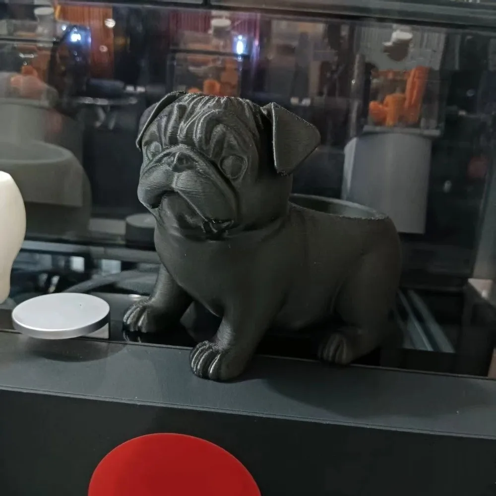 3D Printed Pug Shaped Planter Pot Funny Plastic Dog Succulent Planter Handmade Minimalist Pug Figurine Plant Holder