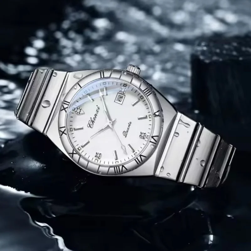 Chenxi 6402 relógio de quartzo masculino elegante lazer calendário diário luz noturna relógio de negócios masculino de aço inoxidável à prova dwaterproof água
