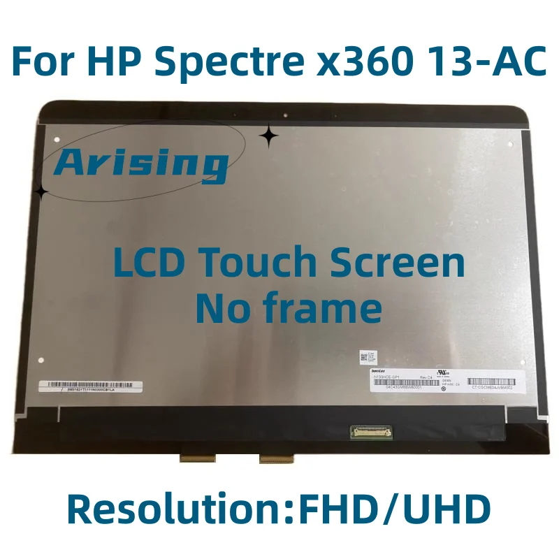 

13.3" For HP Spectre x360 13-AC Series 13-AC013DX 13-AC023DX 13-ac040 TPN-Q178 LCD Display Touch Screen Replacement Assembly