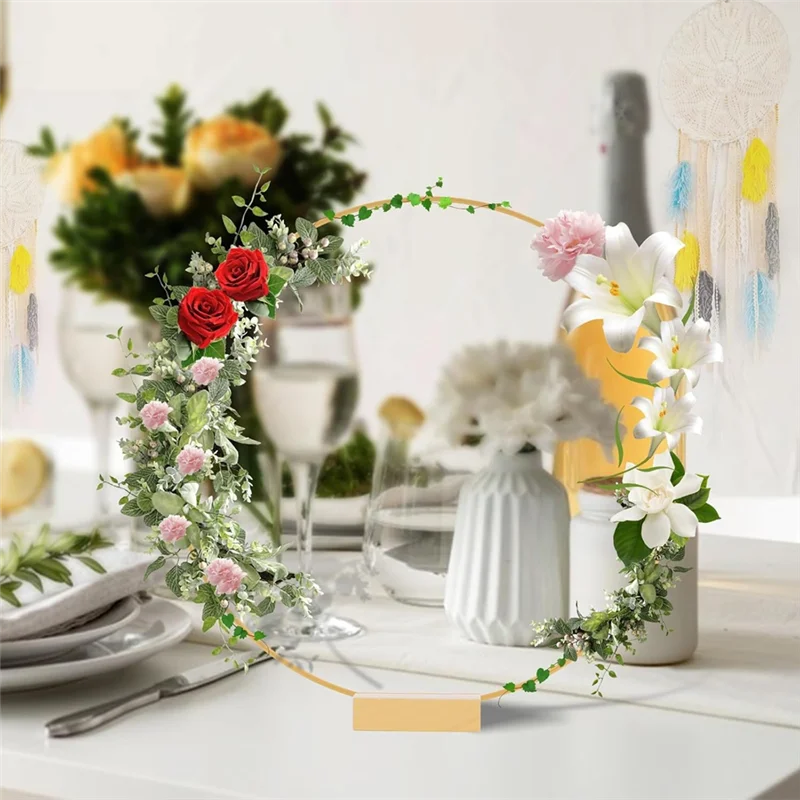 

6Pcs 12Inch Metal Rings For Crafts Centerpiece With Stand,Metal Hoops For DIY Wall Hanging Crafts Metal Rings Birthday-AA98