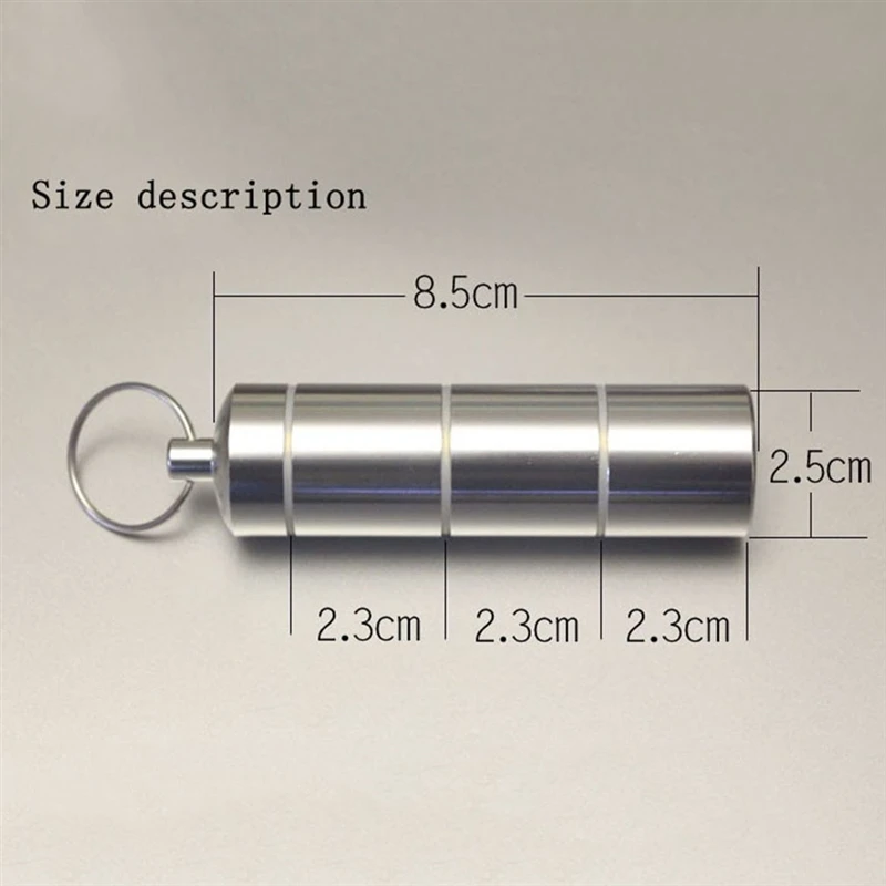 Pill Box Bottle Waterproof Aluminum Cache Drug Holder Outdoor Traveling Camping Container Keychain Medicine Box Health Care