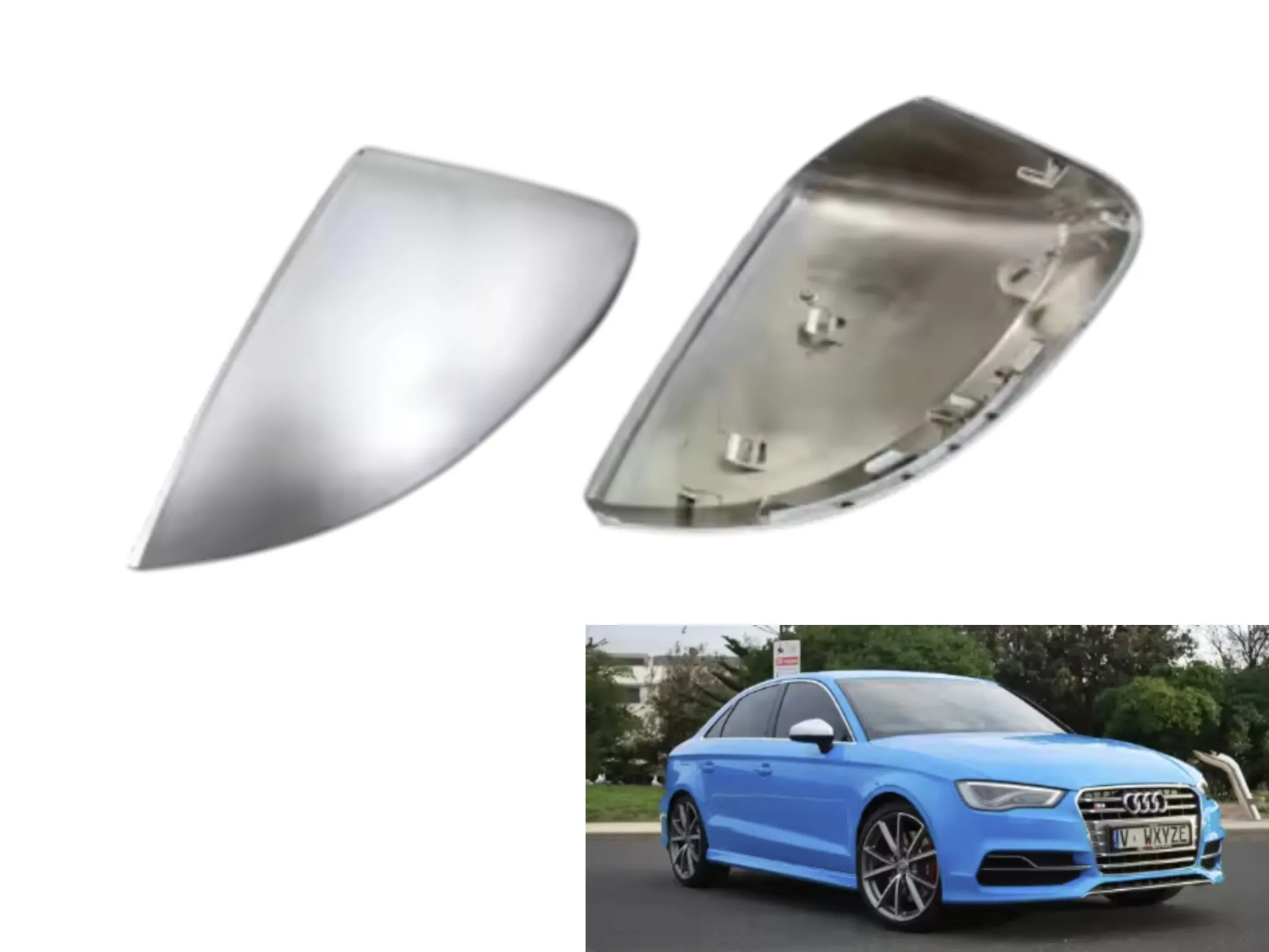 

1 пара накладок на боковые зеркала в стиле S-Line, матовое серебро, хром, прямая замена для Audi A3 8V