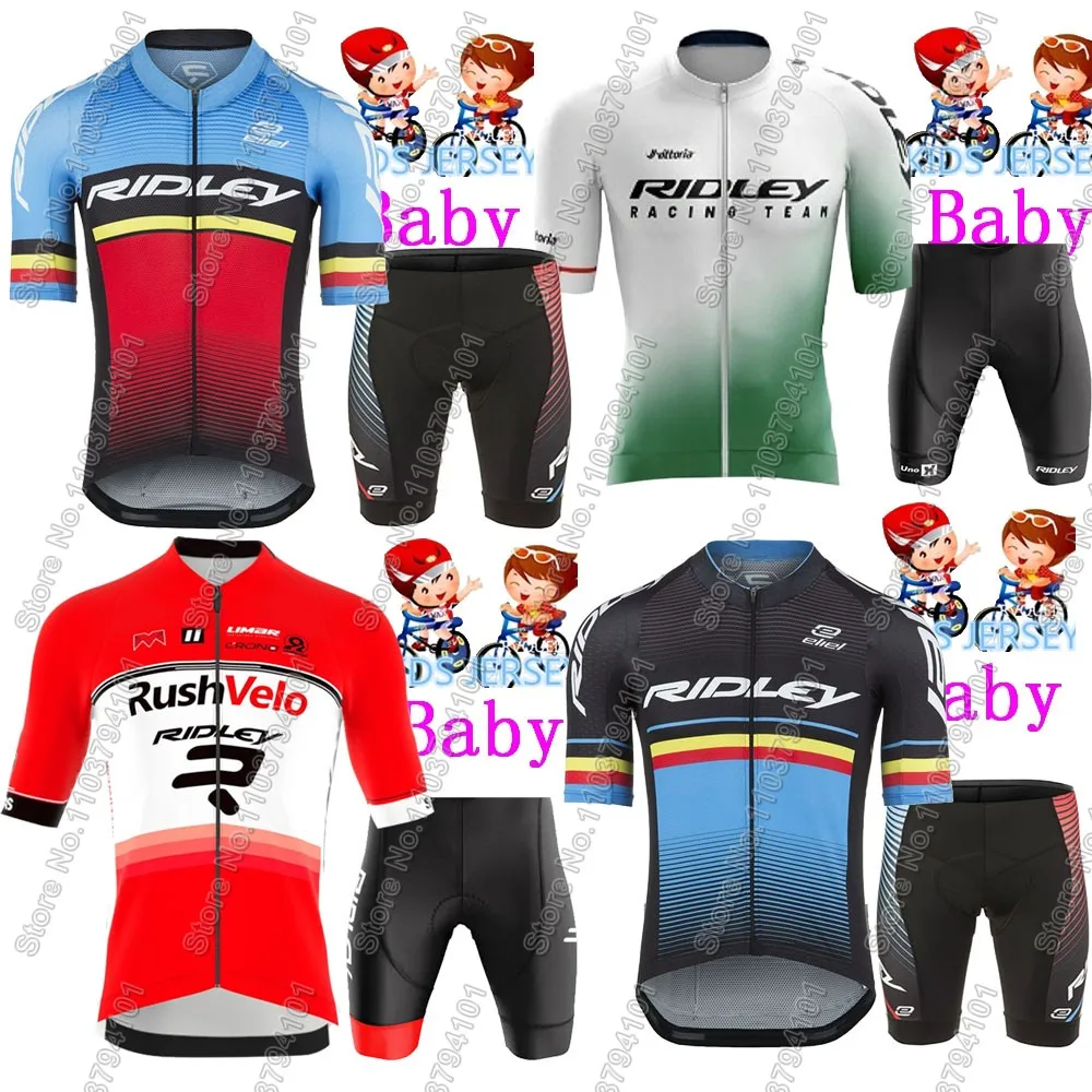 Kids Ridley Icon 2024 Cycling Jersey Set Summer Boys Girls Cycling Clothing Road Bike Shirts Suit Bicycle Pants MTB