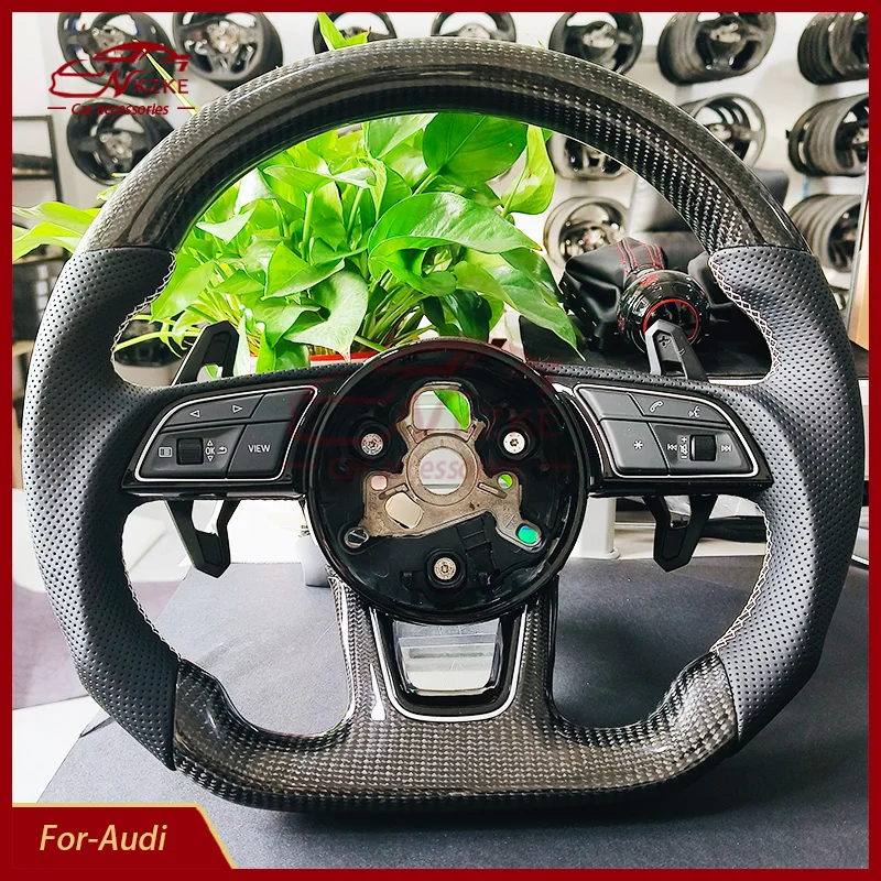 Lamborghini paddles carbon fiber steering wheel for Audi A4B9 A3 A5 S5 black frame with function buttons