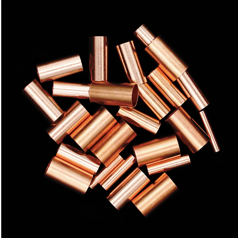 250 Pcs Copper connecting pipe wire joint 7 Sizes small copper tube intermediate joint direct connection pressure cold pressed