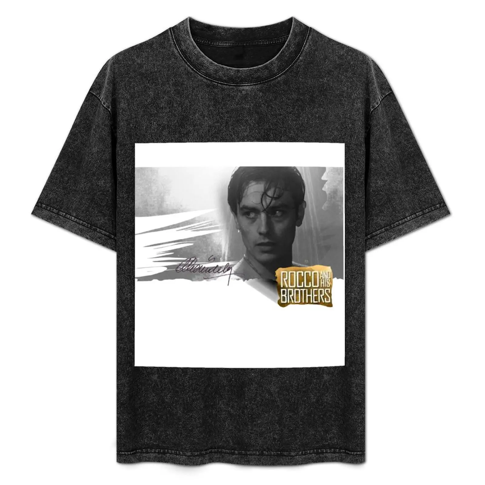 

Alain Delon in Rocco and His Brothers, With His Signature (By ACCI) T-Shirt funny t shirts man anime t shirts for man T-Shirt