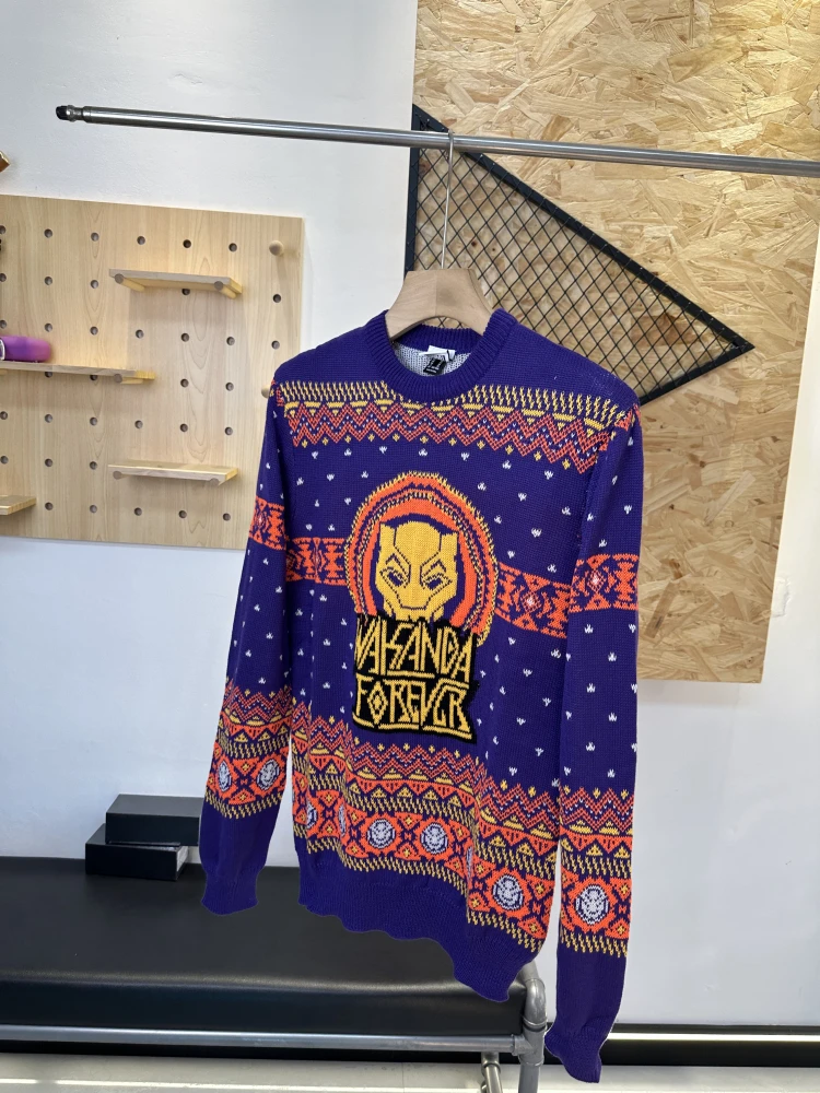 

American Sle Повседневная модная вязаная толстовка с принтом Long Sve round Ne Универсальный свитер для пары Одинаковая удобная посадка