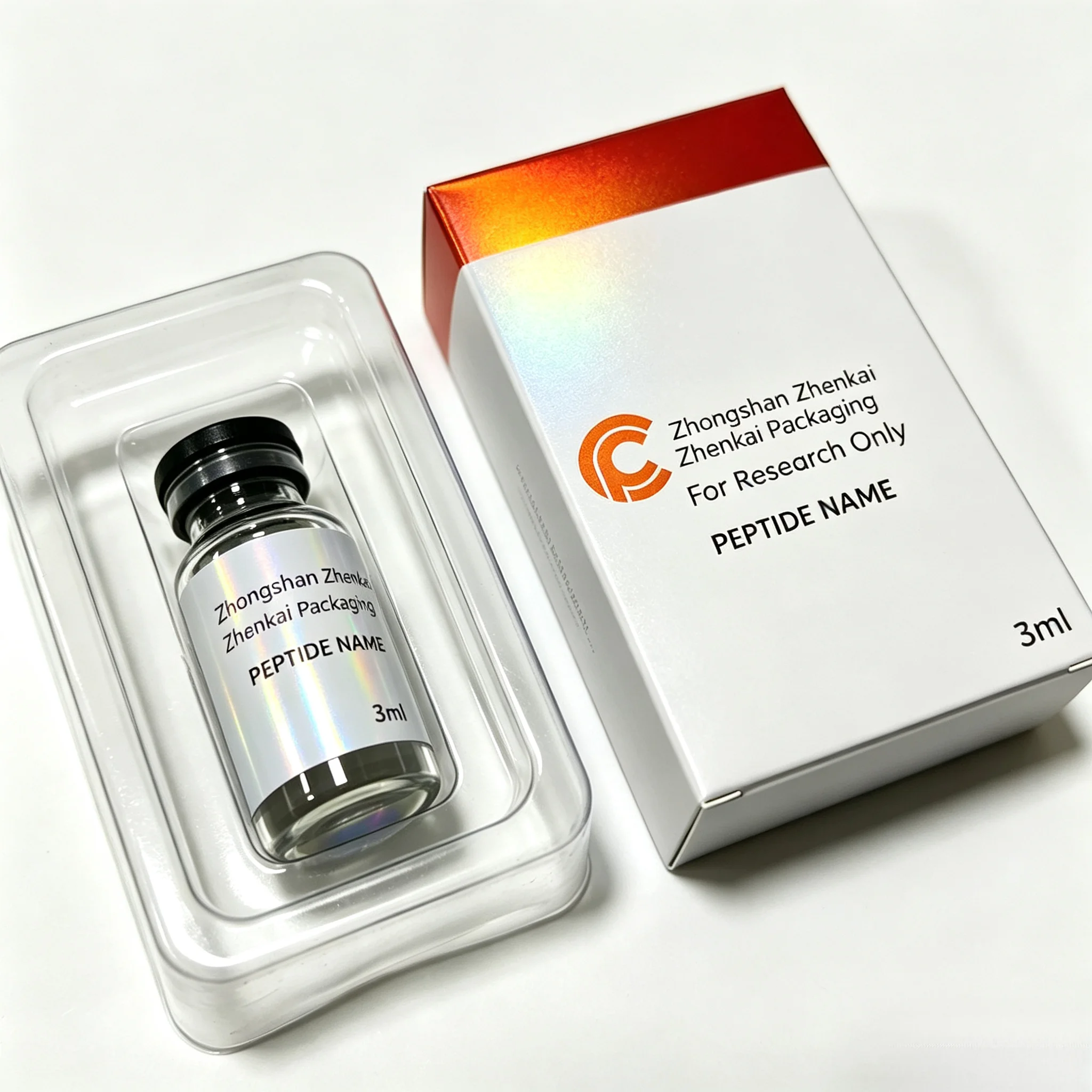 3ml 5ml 10ml Peptide Vial Custom Hologram Process Labels Supporting Matching Packaging Paper Boxes