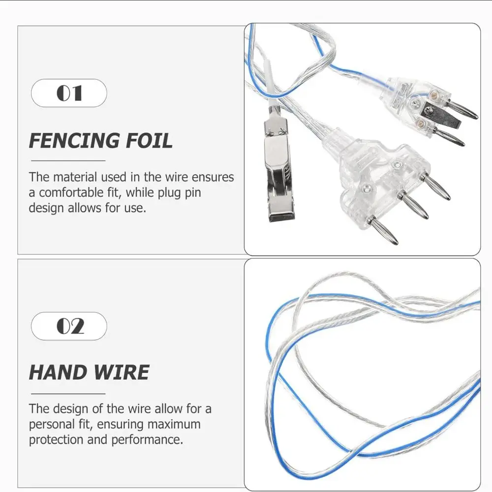 Cables transparentes para el cuerpo de esgrima, conector de máscara de acero inoxidable, Cable corporal Epee, línea manual, cables de lámina de esgrima flexibles