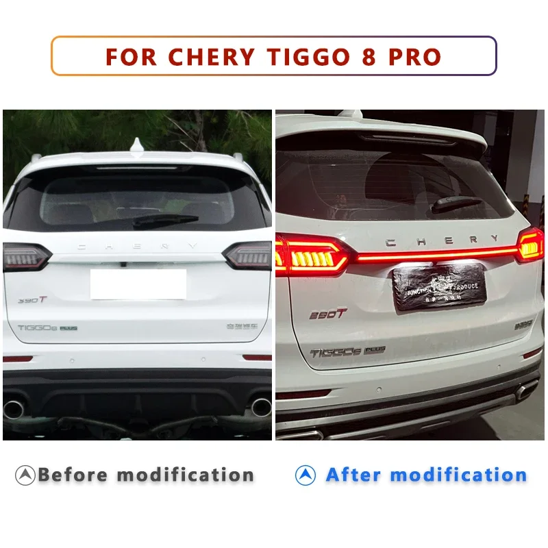 LED Rear Trunk for Chery Tiggo 8 Pro 2021 2022 2023 2024 LED Rear Trunk Lid Through Tail Light  8 Plus Brake Driving Rear Lamp
