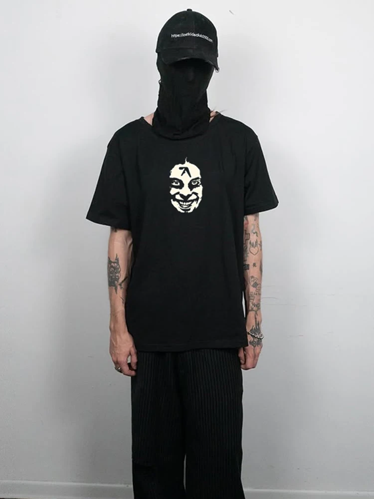 Men's T-Shirt Aphex Twin Graphic Cotton Harajuku Oversized Vintage Korean Fashion Short Sleeve Tops Tees Y2k Streetwear Clothing