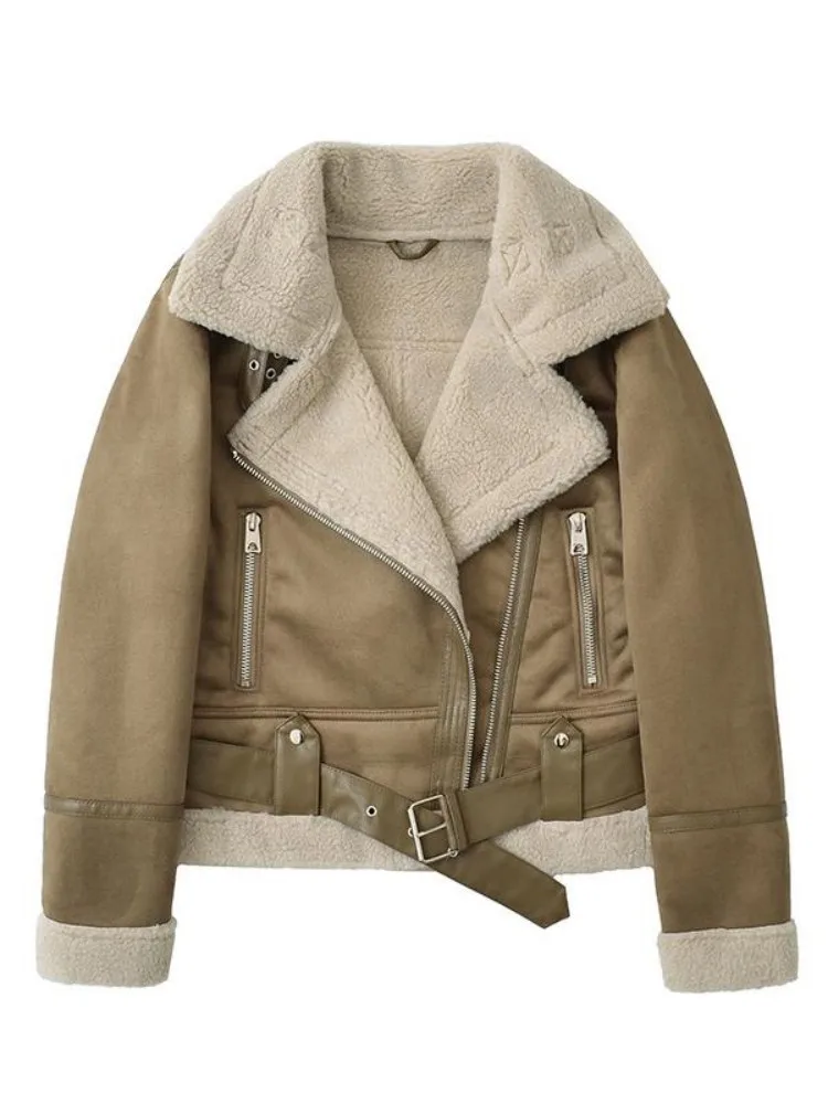 

Байкерские куртки Женская куртка Бархатная осенняя смесь Складки «гусиные лапки» Высококачественная стереоскопическая расширенная уличная куртка с прессованными панелями