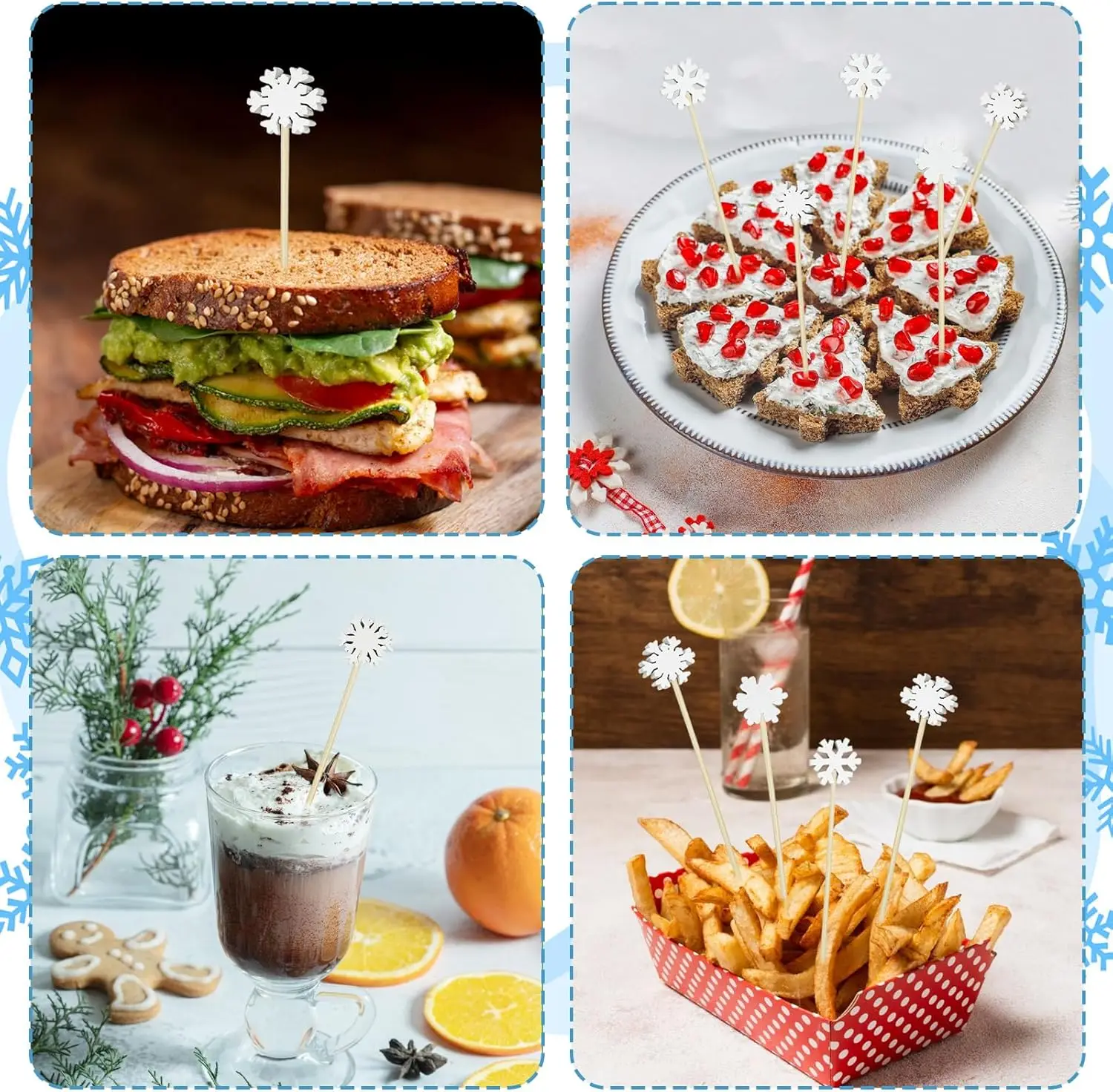 أعواد طعام فواكه ناتال، باباي نويل، فلوكو دي نف، بونيكو دي نف، مسواك كوكتيل، قطعة علوية للكب كيك، ديكورنا دو بارتي، 50